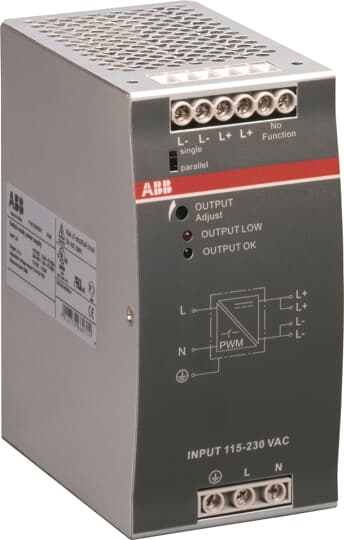 ABB Electrification Switching Power Supply; CP-E 12/10.0; 12VDC OUT; 120W; 90-132VAC / 180-264VAC / 210-375VDC IN; Single-Phase; DIN Rail Mount